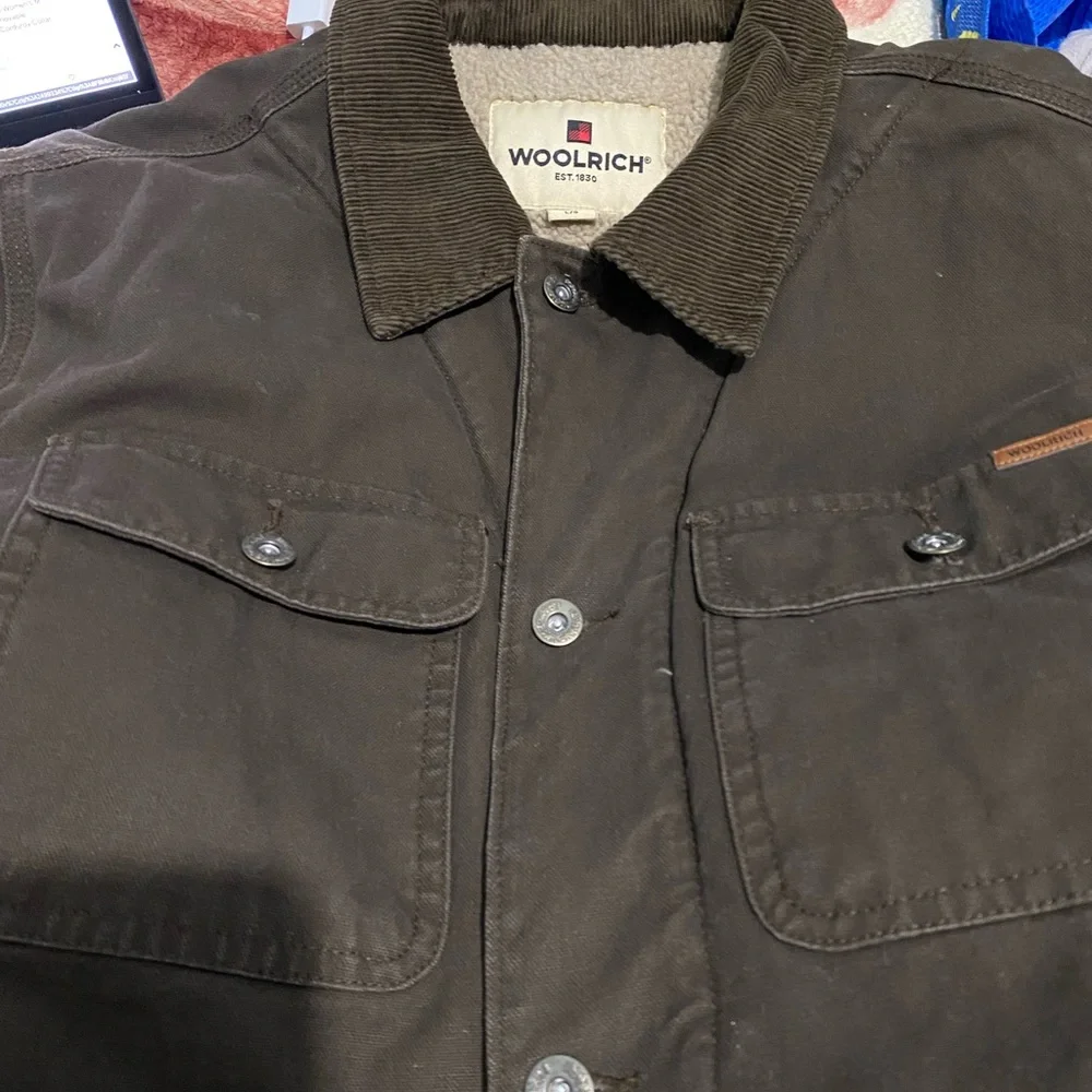 Woolrich Barn Sherpa Lined Jacket Corduroy Collar Sz L - Picture 11 of 11
